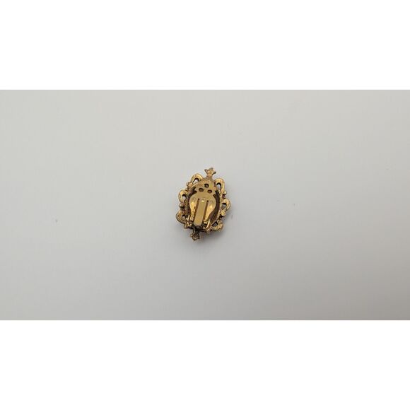 Vintage Cameo Clip-On  Classical Lady Profile Gold-Tone Frame,Mid-Century - Picture 2 of 2